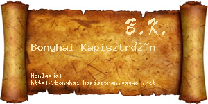Bonyhai Kapisztrán névjegykártya